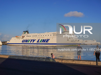 A Unity Line ferry is seen in Ystad, Sweden, on August 4, 2024. (