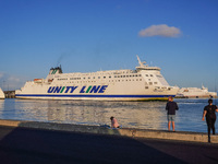 A Unity Line ferry is seen in Ystad, Sweden, on August 4, 2024. (