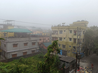 Residential buildings are seen during a cold and foggy day in Siliguri, India, on December 10, 2024. (