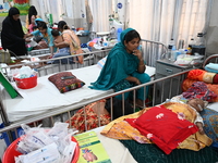 Children receive medical treatment for pneumonia at Dhaka Children's Hospital during the winter season in Dhaka, Bangladesh, on December 10,...