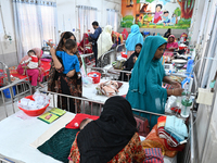 Children receive medical treatment for pneumonia at Dhaka Children's Hospital during the winter season in Dhaka, Bangladesh, on December 10,...