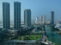 An aerial view is seen in Colombo, Sri Lanka, on December 10, 2024. Sri Lanka shows signs of recovery, with real GDP growth reported at 5.3%...