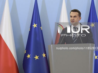 Polish Minister for European Affairs Adam Szlapka speaks during the presentation of the program for the 2025 Poland's Presidency of the Coun...