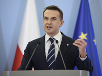 Polish Minister for European Affairs Adam Szlapka speaks during the presentation of the program for the 2025 Poland's Presidency of the Coun...