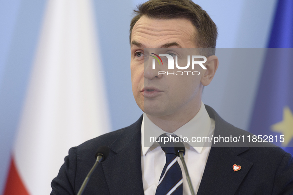 Polish Minister for European Affairs Adam Szlapka speaks during the presentation of the program for the 2025 Poland's Presidency of the Coun...