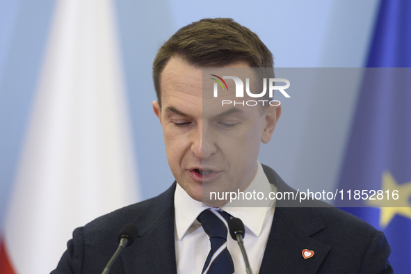 Polish Minister for European Affairs Adam Szlapka speaks during the presentation of the program for the 2025 Poland's Presidency of the Coun...