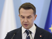 Polish Minister for European Affairs Adam Szlapka speaks during the presentation of the program for the 2025 Poland's Presidency of the Coun...