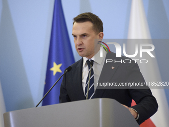 Polish Minister for European Affairs Adam Szlapka speaks during the presentation of the program for the 2025 Poland's Presidency of the Coun...