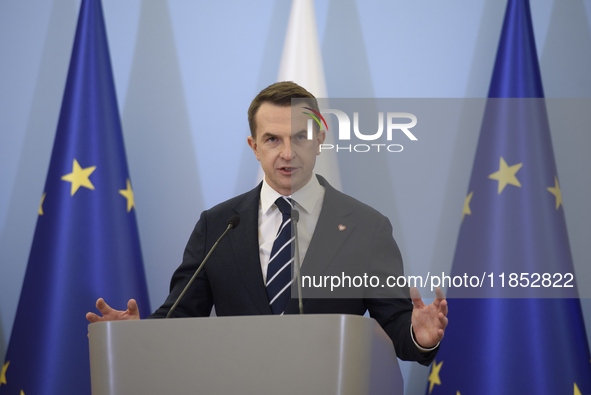 Polish Minister for European Affairs Adam Szlapka speaks during the presentation of the program for the 2025 Poland's Presidency of the Coun...