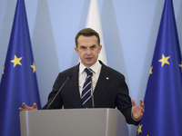 Polish Minister for European Affairs Adam Szlapka speaks during the presentation of the program for the 2025 Poland's Presidency of the Coun...