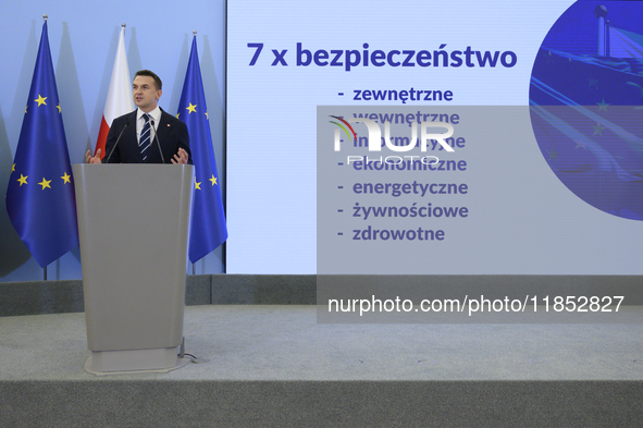 Polish Minister for European Affairs Adam Szlapka speaks during the presentation of the program for the 2025 Poland's Presidency of the Coun...