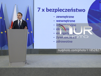 Polish Minister for European Affairs Adam Szlapka speaks during the presentation of the program for the 2025 Poland's Presidency of the Coun...