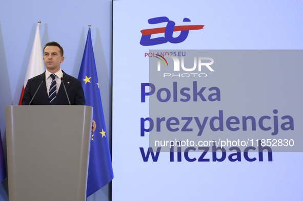 Polish Minister for European Affairs Adam Szlapka speaks during the presentation of the program for the 2025 Poland's Presidency of the Coun...