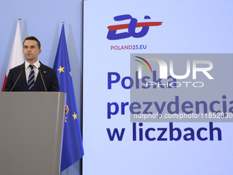 Polish Minister for European Affairs Adam Szlapka speaks during the presentation of the program for the 2025 Poland's Presidency of the Coun...