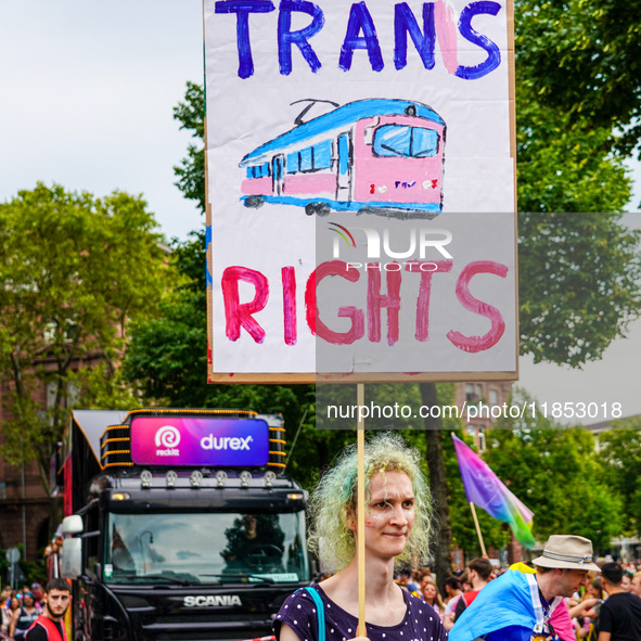 In Mannheim, Germany, on August 12, 2023, a vibrant Christopher Street Day (CSD) Parade takes place as a key event for LGBTQ+ rights and vis...