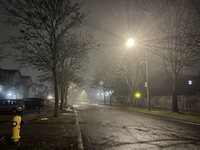 Fog causes near-zero visibility and blankets Toronto, Ontario, Canada, on December 09, 2024. (