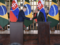 The Vice President of Brazil, Geraldo Alckmin, receives the Prime Minister of Slovakia, Robert Fico, for a bilateral meeting at the Itamaty...