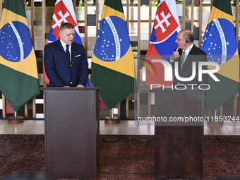 The Vice President of Brazil, Geraldo Alckmin, receives the Prime Minister of Slovakia, Robert Fico, for a bilateral meeting at the Itamaty...