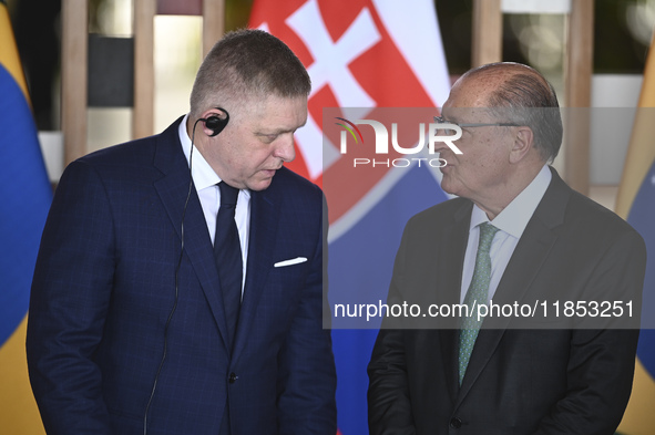 The Vice President of Brazil, Geraldo Alckmin, receives the Prime Minister of Slovakia, Robert Fico, for a bilateral meeting at the Itamaty...