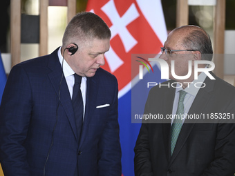 The Vice President of Brazil, Geraldo Alckmin, receives the Prime Minister of Slovakia, Robert Fico, for a bilateral meeting at the Itamaty...