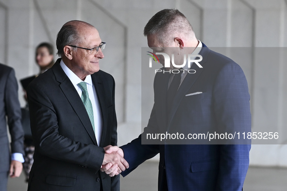 The Vice President of Brazil, Geraldo Alckmin, receives the Prime Minister of Slovakia, Robert Fico, for a bilateral meeting at the Itamaty...