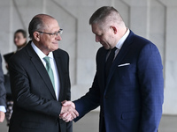 The Vice President of Brazil, Geraldo Alckmin, receives the Prime Minister of Slovakia, Robert Fico, for a bilateral meeting at the Itamaty...