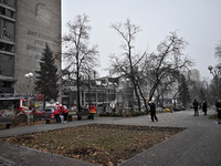 A search and rescue operation takes place after a Russian missile strike in Zaporizhzhia, Ukraine, on December 10, 2024. Three people are de...