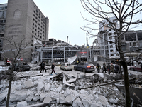 Buildings are damaged by a Russian missile strike in Zaporizhzhia, Ukraine, on December 10, 2024. Three people are dead and at least 14 peop...