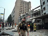 A search and rescue operation takes place after a Russian missile strike in Zaporizhzhia, Ukraine, on December 10, 2024. Three people are de...