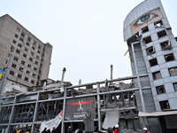 Buildings are damaged by a Russian missile strike in Zaporizhzhia, Ukraine, on December 10, 2024. Three people are dead and at least 14 peop...