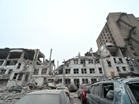 Buildings are damaged by a Russian missile strike in Zaporizhzhia, Ukraine, on December 10, 2024. Three people are dead and at least 14 peop...