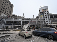 Buildings are damaged by a Russian missile strike in Zaporizhzhia, Ukraine, on December 10, 2024. Three people are dead and at least 14 peop...