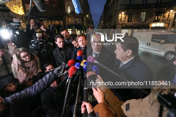 First secretary of the French Socialist Party (PS) Olivier Faure, President of the Socialistes et Apparentes parliamentary group Boris Valla...