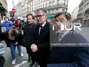 First secretary of the French Socialist Party (PS) Olivier Faure, President of the Socialistes et Apparentes parliamentary group Boris Valla...