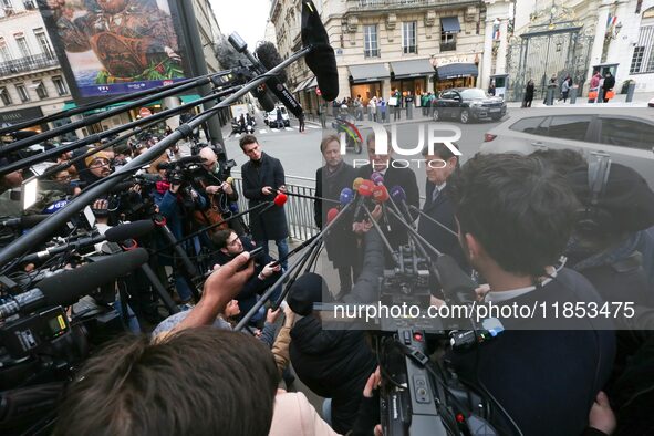 First secretary of the French Socialist Party (PS) Olivier Faure, President of the Socialistes et Apparentes parliamentary group Boris Valla...