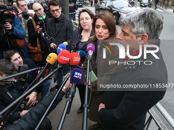 National secretary of The Ecologists (EELV) party, Marine Tondelier, speaks to journalists next to President of the Ecologiste et Social par...