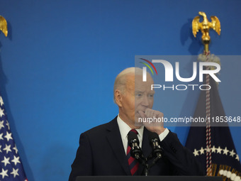 President Biden speaks at the Brookings Institution, highlighting his economic policies in Washington, D.C., on December 10, 2024. Biden dar...