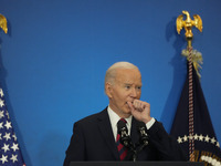 President Biden speaks at the Brookings Institution, highlighting his economic policies in Washington, D.C., on December 10, 2024. Biden dar...