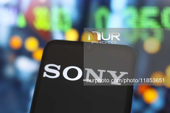 The Sony Group Corporation logo appears on the screen of a smartphone in Reno, United States, on December 10, 2024. (Photo Illustration by J...