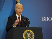 President Biden speaks at the Brookings Institution, highlighting his economic policies in Washington, D.C., on December 10, 2024. Biden dar...