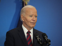 President Biden speaks at the Brookings Institution, highlighting his economic policies in Washington, D.C., on December 10, 2024. Biden dar...