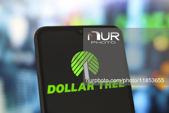 The Dollar Tree logo appears on the screen of a smartphone in Reno, United States, on December 10, 2024. (Photo Illustration by Jaque Silva/...