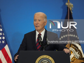 President Biden speaks at the Brookings Institution, highlighting his economic policies in Washington, D.C., on December 10, 2024. Biden dar...