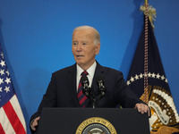 President Biden speaks at the Brookings Institution, highlighting his economic policies in Washington, D.C., on December 10, 2024. Biden dar...