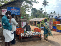 A man sells fish in Nedumangad, Thiruvananthapuram (Trivandrum), Kerala, India, on April 4, 2024. (