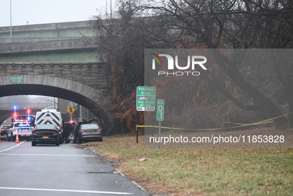 Police find a 53-year-old man inside a vehicle with a gunshot wound to the head on the highway in Bronx, New York, United States, on Decembe...