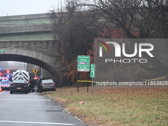 Police find a 53-year-old man inside a vehicle with a gunshot wound to the head on the highway in Bronx, New York, United States, on Decembe...