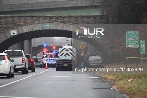 Police find a 53-year-old man inside a vehicle with a gunshot wound to the head on the highway in Bronx, New York, United States, on Decembe...