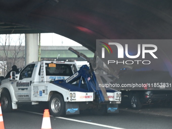 Police find a 53-year-old man inside a vehicle with a gunshot wound to the head on the highway in Bronx, New York, United States, on Decembe...