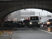 Police find a 53-year-old man inside a vehicle with a gunshot wound to the head on the highway in Bronx, New York, United States, on Decembe...